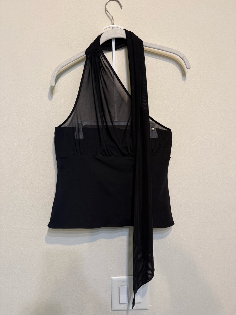 Glassons Black Sheer Halter Neck Camisole with Draped Tie